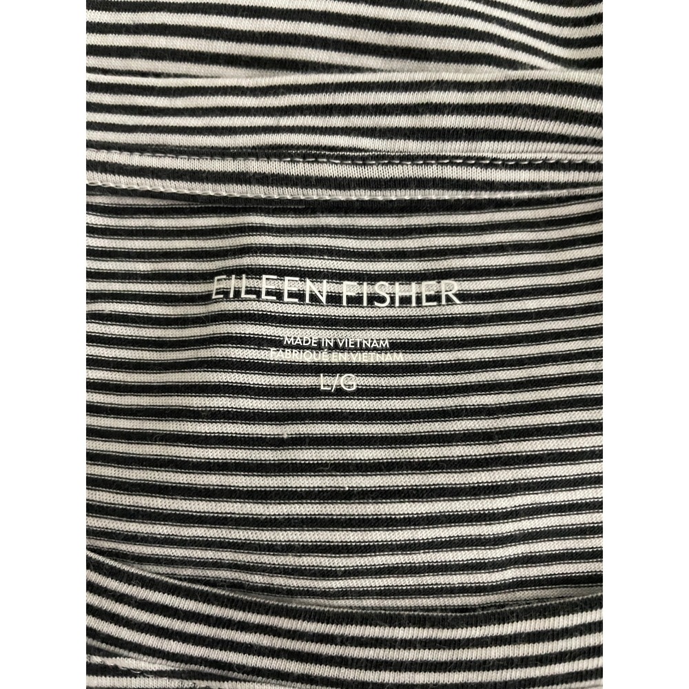 Eileen Fisher Tank Top Women L Black White Striped Organic Cotton Sleeveless - Picture 5 of 7